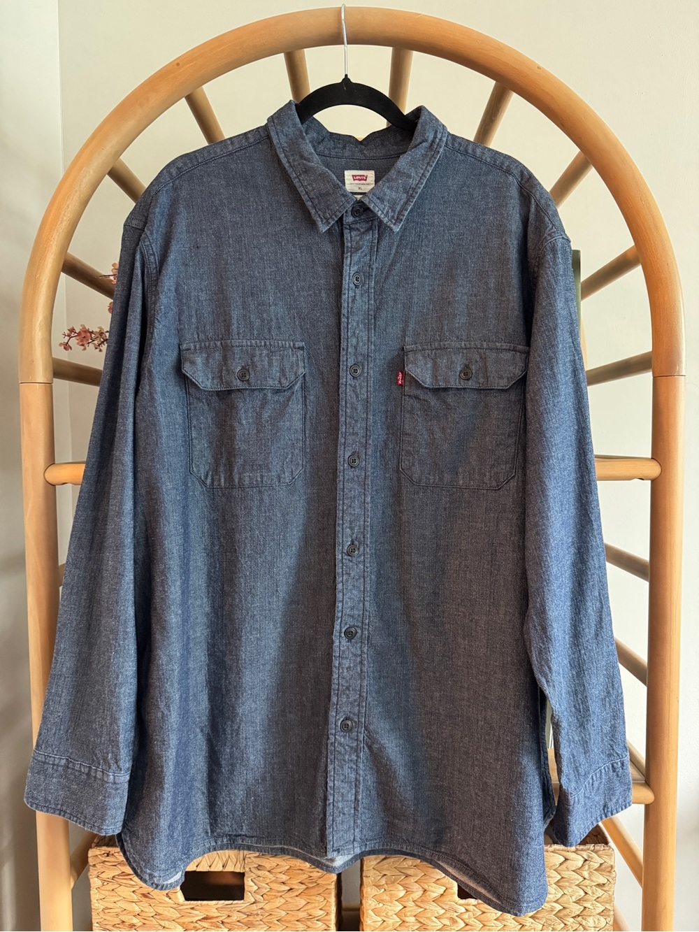 Levi’s Relaxed Chambray Button Down Shirt XL Blue Western Workwear